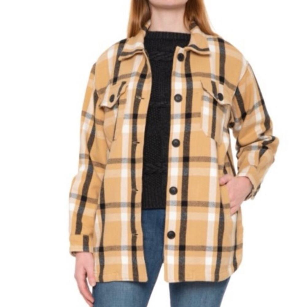 Lucky Brand Oversized Front Pockets Thick Plaid Shacket Shirt Jacket‎ Size S